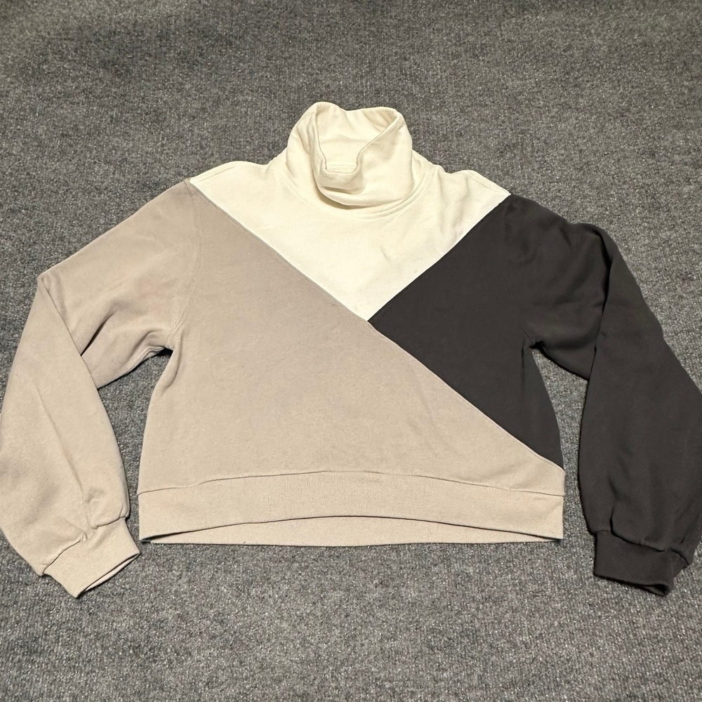 Abercrombie & Fitch Soft A&F Collection Colorblock Turtleneck Sweatshirt XS Gray